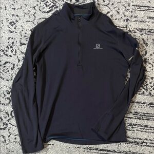 Men’s Salomon Navy Long Sleeve Half-Zip Pullover | Size Large
